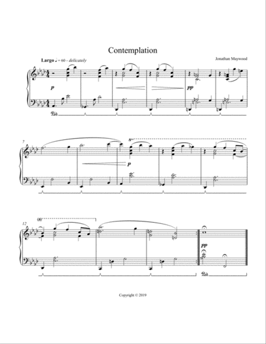 Contemplation Piano Solo scores gallery preview page 1