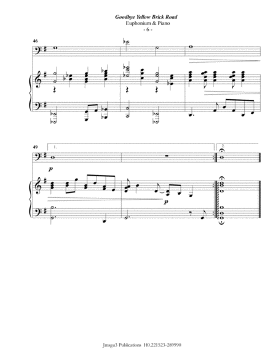 Goodbye Yellow Brick Road Euphonium scores gallery preview page 6