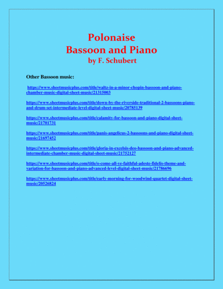Polonaise - F. Schubert - For Bassoon and Piano - Intermediate image number null