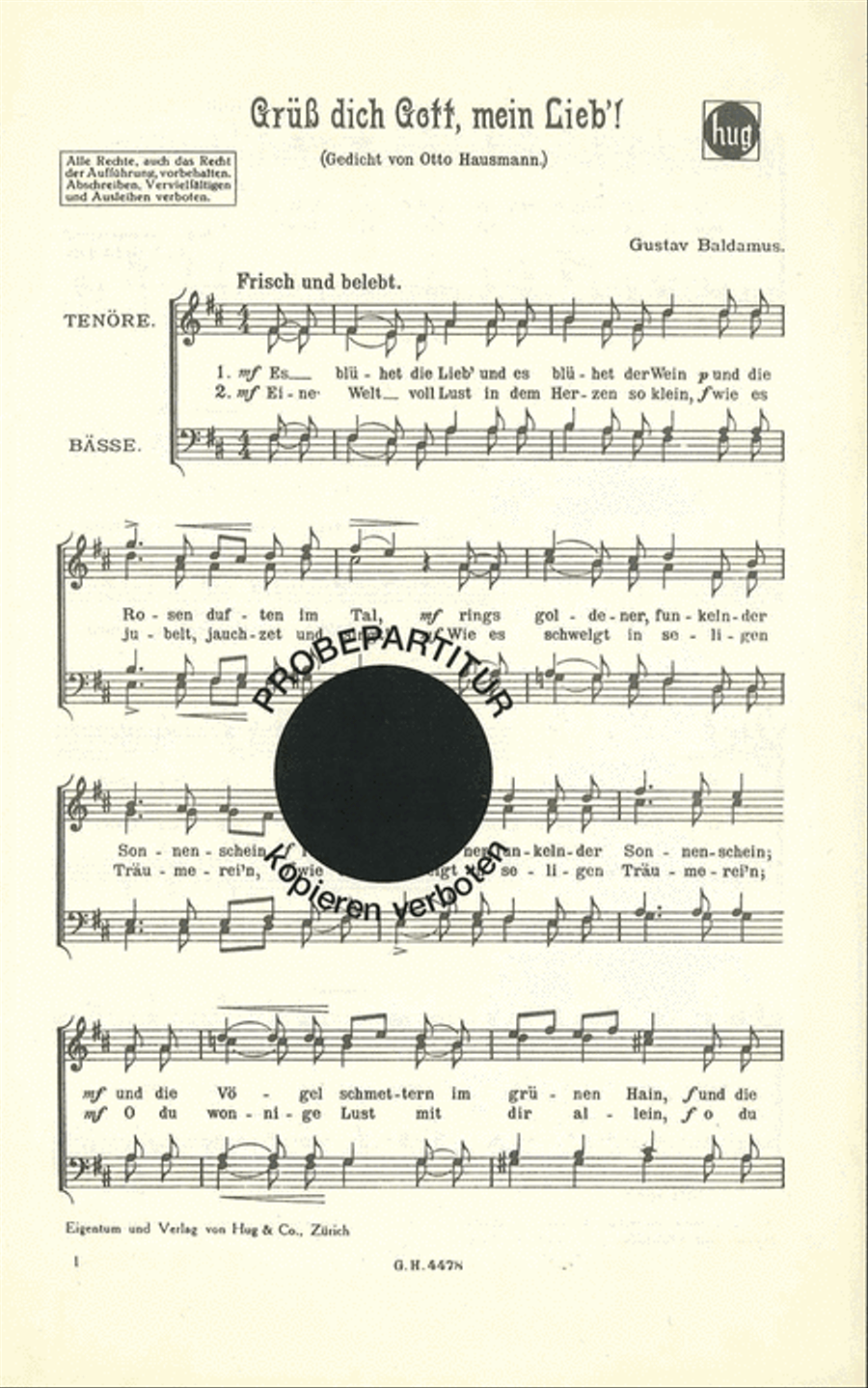 Gruss dich Gott mein Lieb Men's Choir scores gallery preview page 1