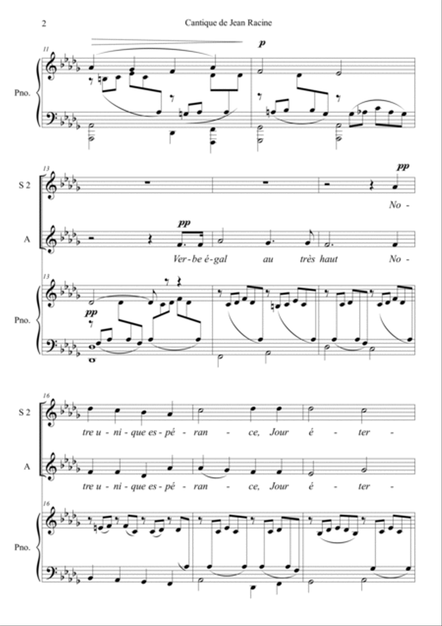 Cantique de Jean Racine SSA scores gallery preview page 2