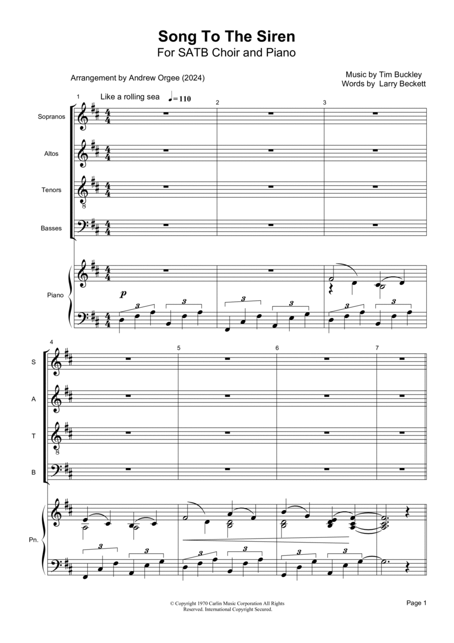 Song To The Siren Divisi scores gallery preview page 1