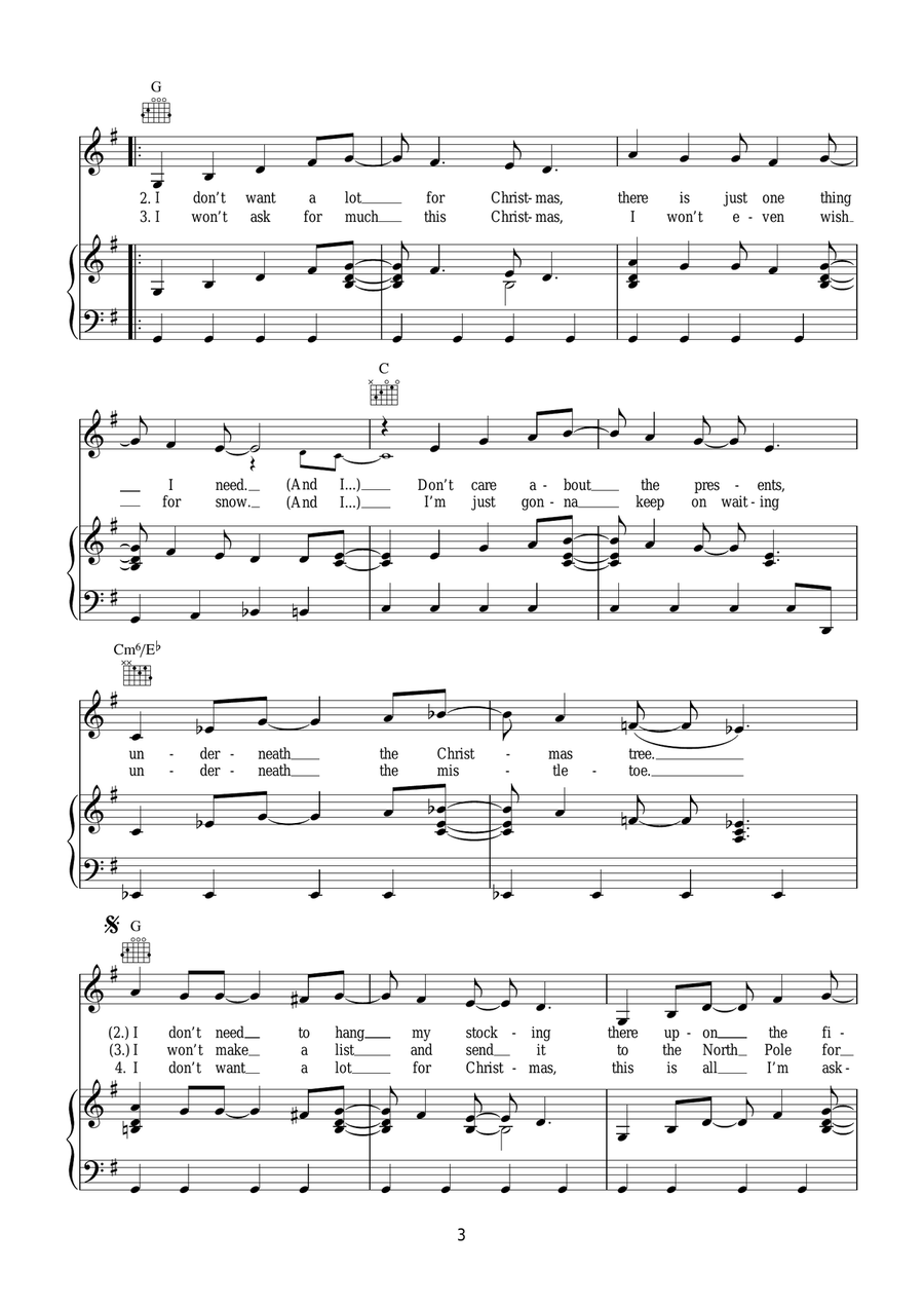 All I Want For Christmas Is You Piano, Vocal, Guitar scores gallery preview page 3