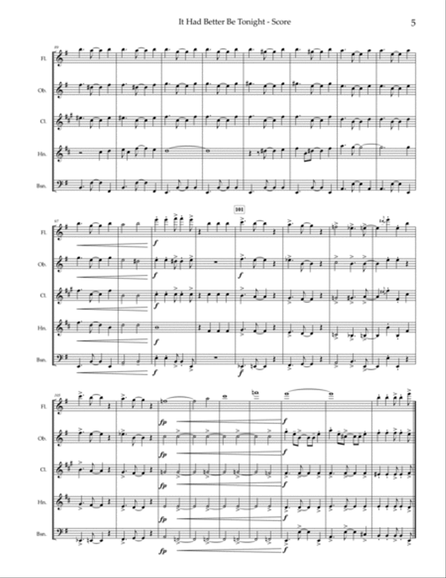 It Had Better Be Tonight Woodwind Quintet scores gallery preview page 6