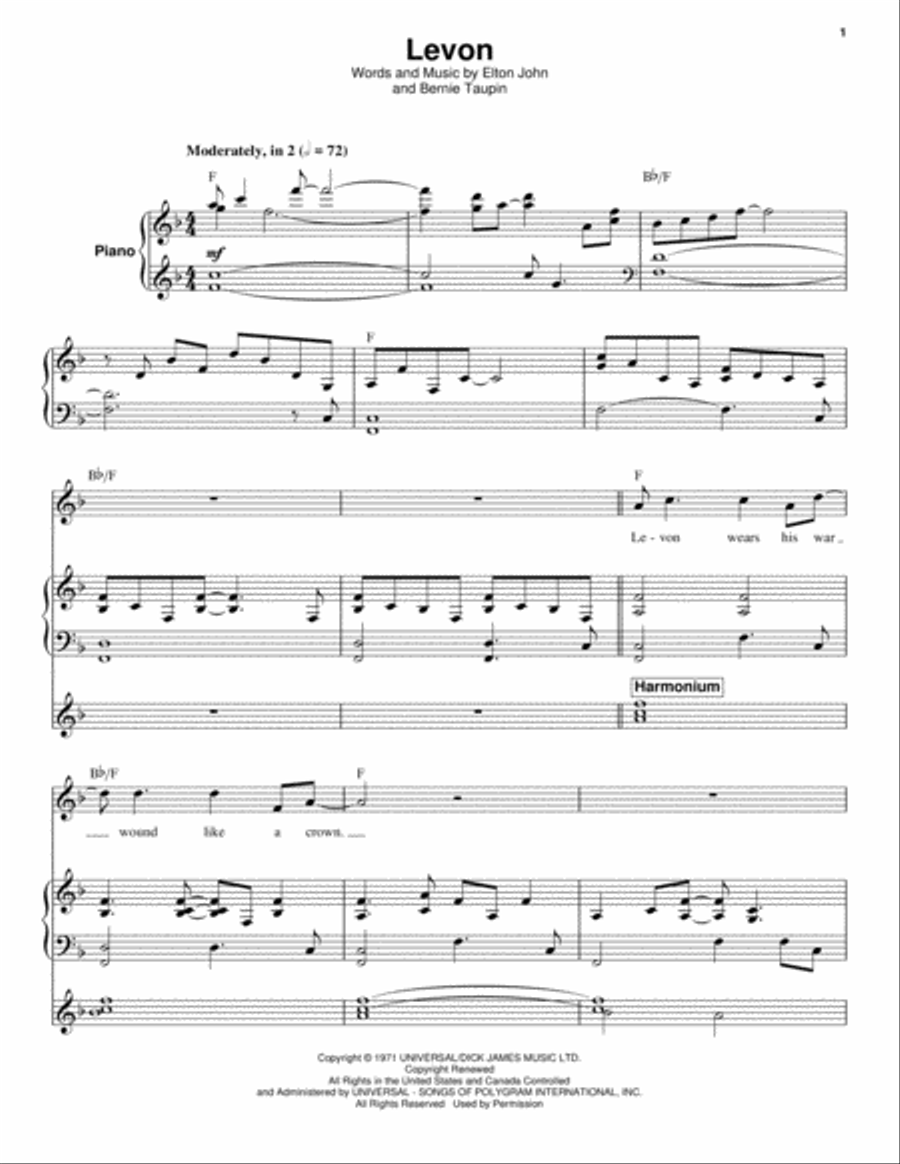 Levon Piano scores gallery preview page 1