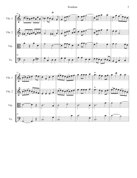 Rondeau "Theme from Masterpiece Theater" in C for String Quartet