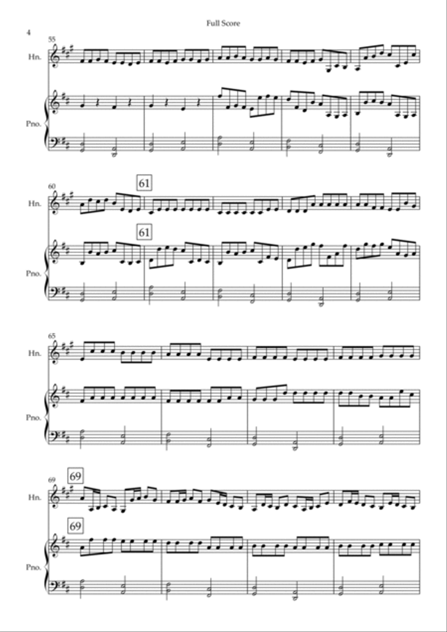 Canon in D Major (Johann Pachelbel) for Horn in F Solo and Piano Accompaniment Piano scores gallery preview page 4