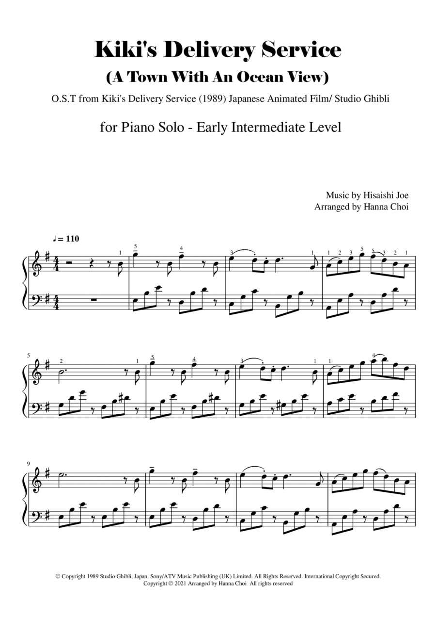 Kiki's Delivery Service (on A Clear Day) Piano Solo scores gallery preview page 1