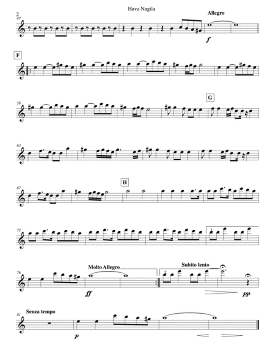 Hava Nagila for B Flat Clarinet Quartet image number null