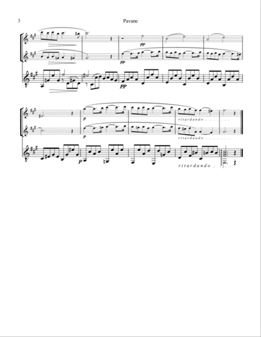 Pavane Op. 50 for flute (violin) duet and guitar Flute scores gallery preview page 4