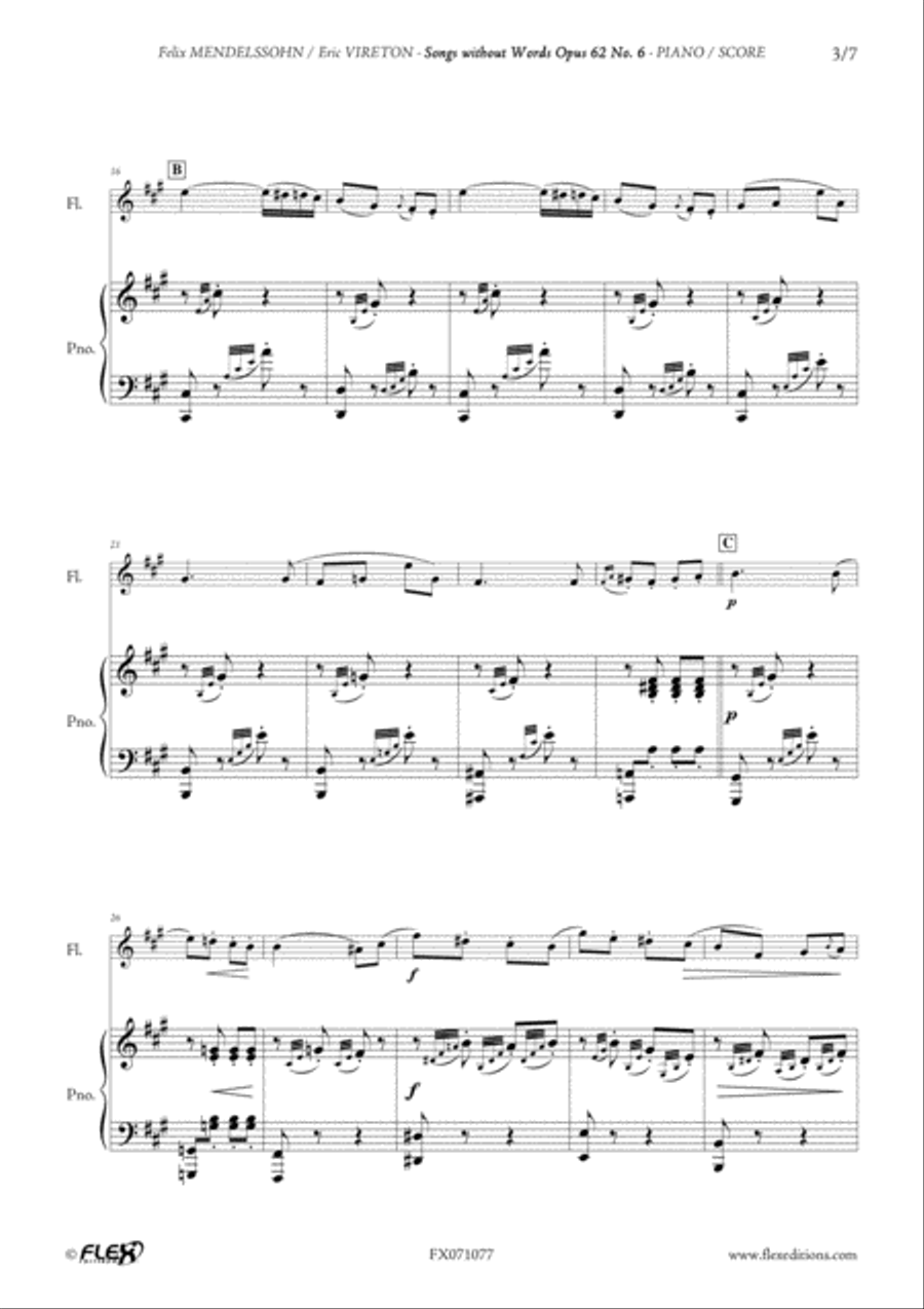 Songs without Words Opus 62 No. 6 Flute Solo scores gallery preview page 3