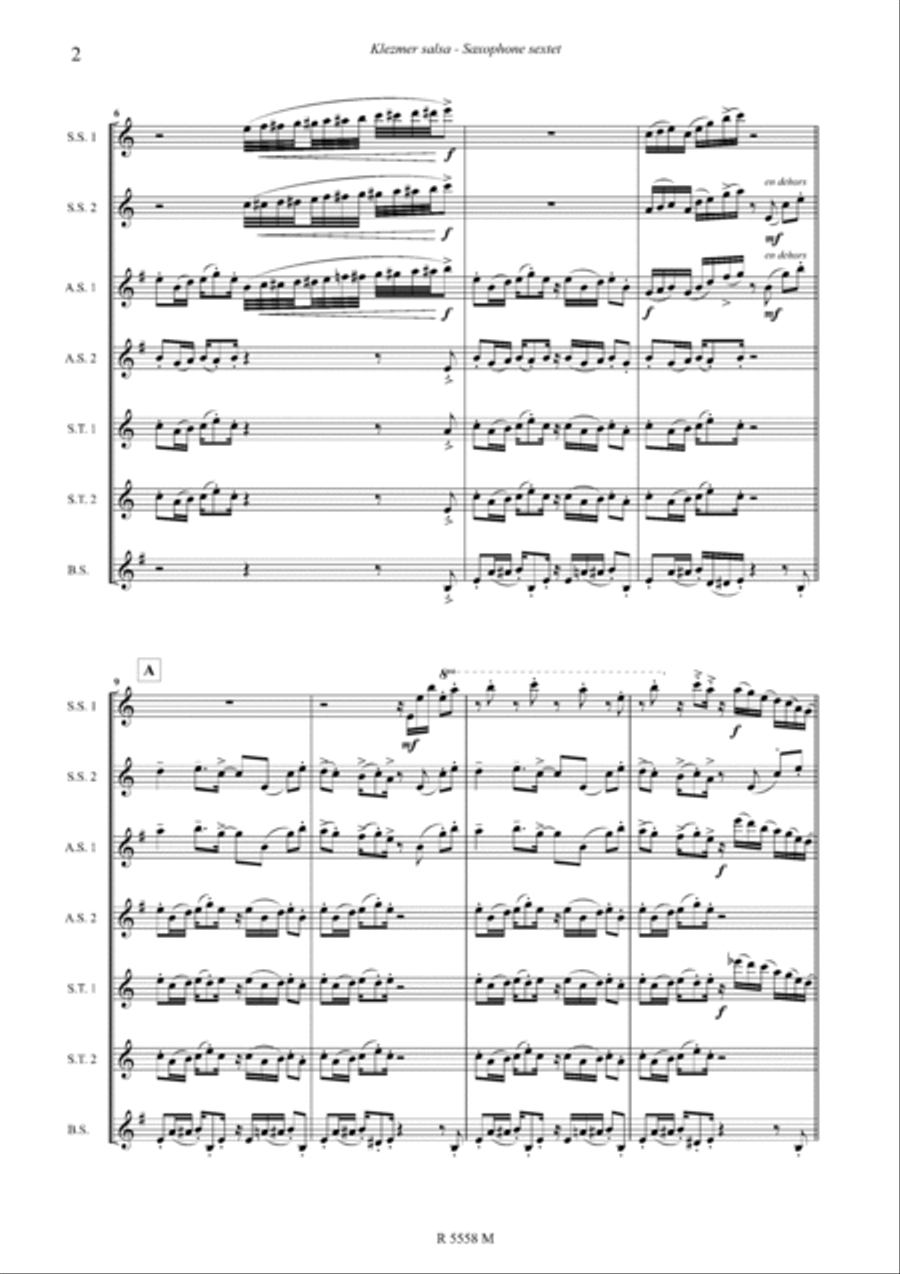 Klezmer salsa pour septet Saxophone Ensemble scores gallery preview page 3