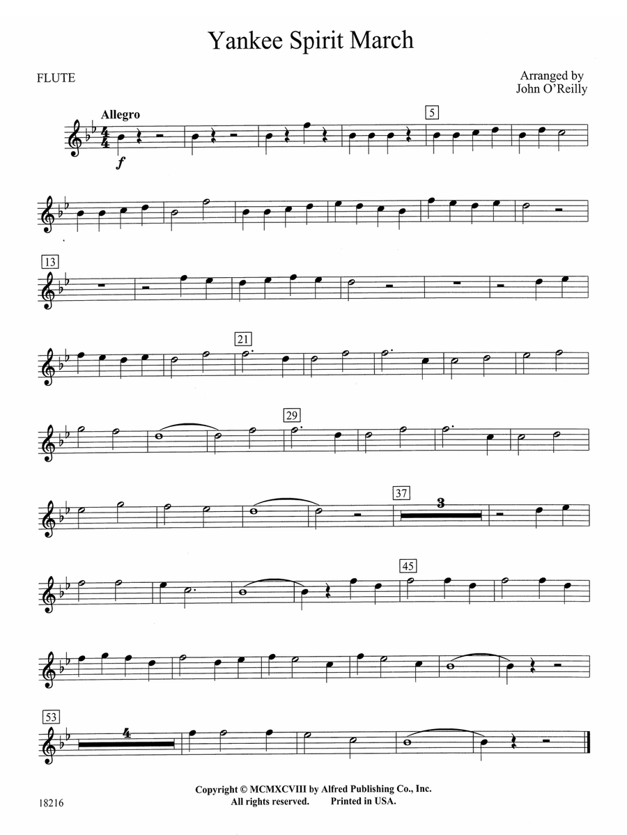 Yankee Spirit March: Flute