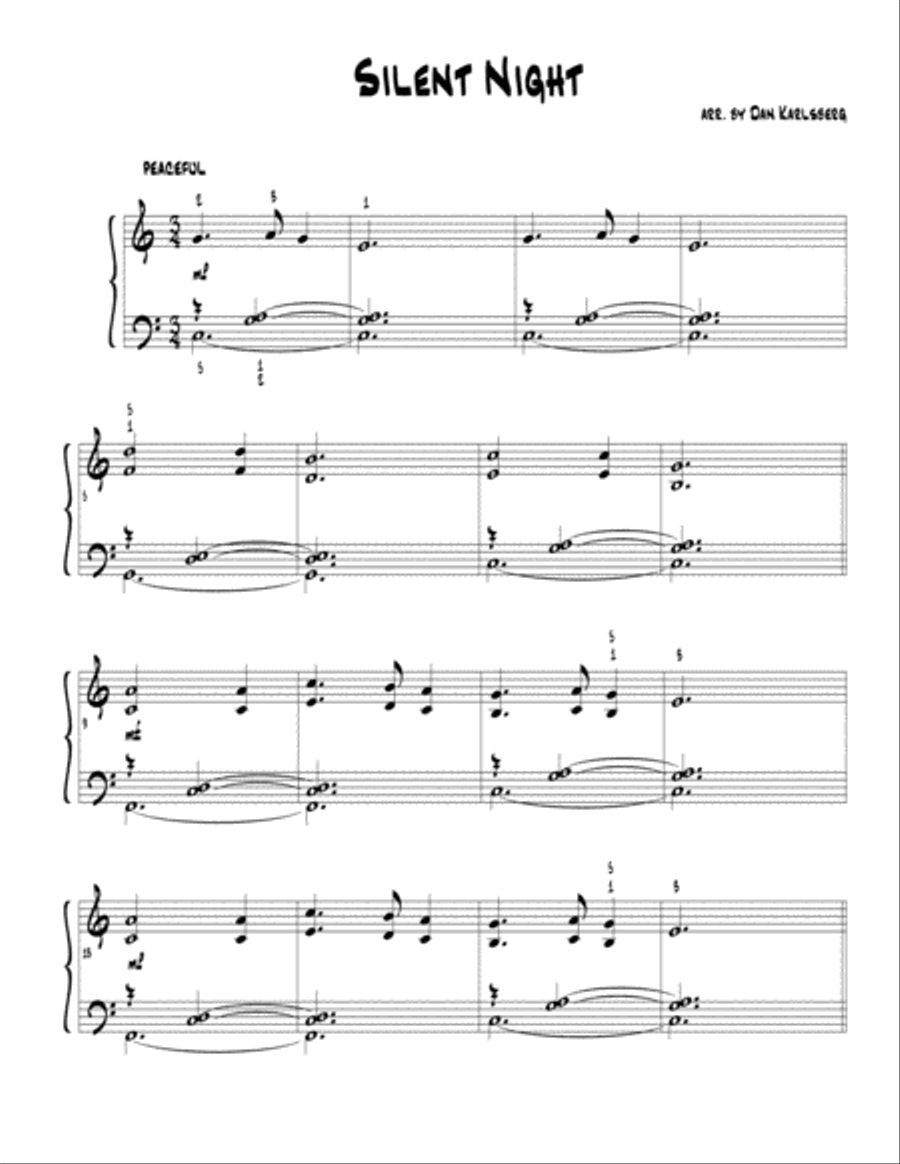 Silent Night Piano Solo scores gallery preview page 1