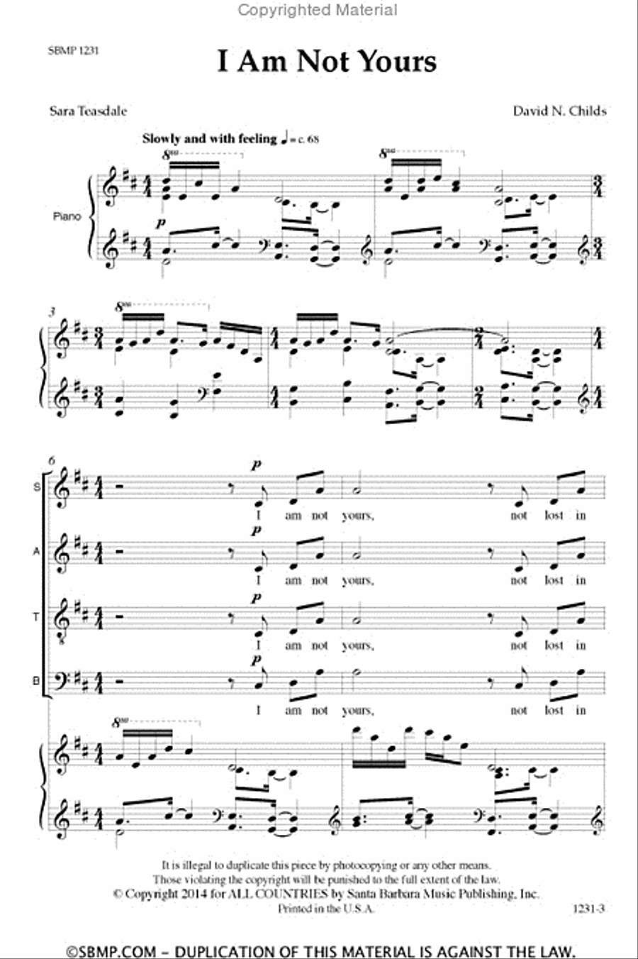 I Am Not Yours - SATB Octavo 4-Part scores gallery preview page 2