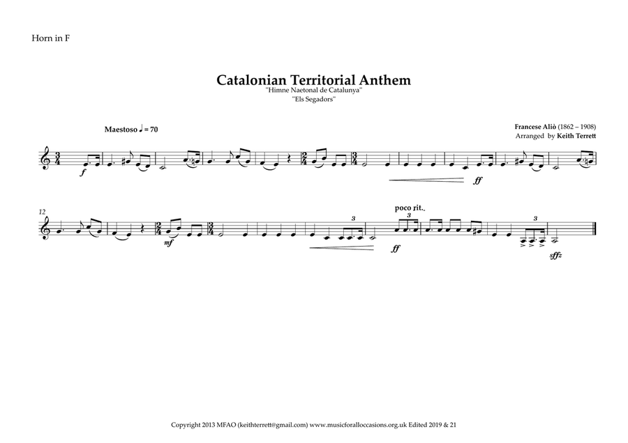 Catalonian Territorial Anthem ( Els Segadors) for Brass Quintet (World National Anthem Series) Brass Quintet scores gallery preview page 6