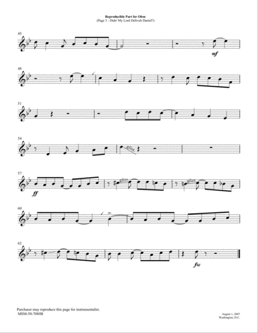 Didn' My Lord Delivuh Daniel? (Downloadable Woodwinds and Percussion Version Instrumental Parts) Choir scores gallery preview page 6