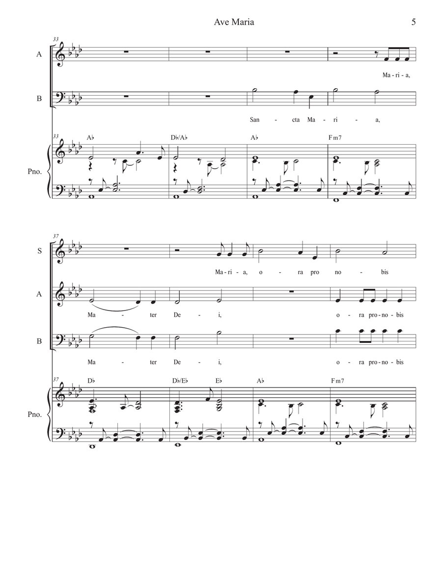 Ave Maria (Mother of Divine Mercy) (Vocal Trio - (SAB) 3-Part scores gallery preview page 5