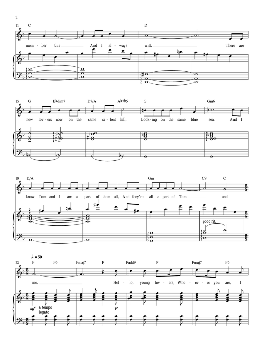 Hello, Young Lovers Piano, Vocal scores gallery preview page 2