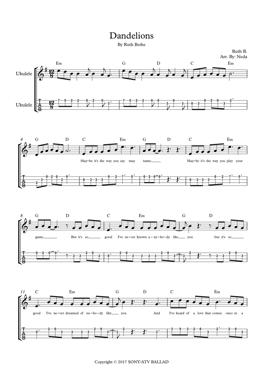 Dandelions Dandelions Ukulele scores gallery preview page 1