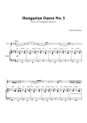 Hungarian Dance No. 5 by Brahms for Violin and Piano