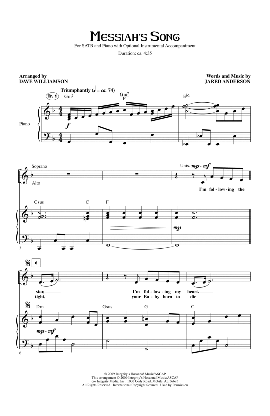 Messiah's Song 4-Part scores gallery preview page 1