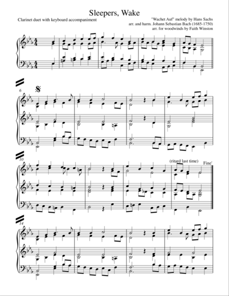 Sleepers, Wake Clarinet Duet scores gallery preview page 1