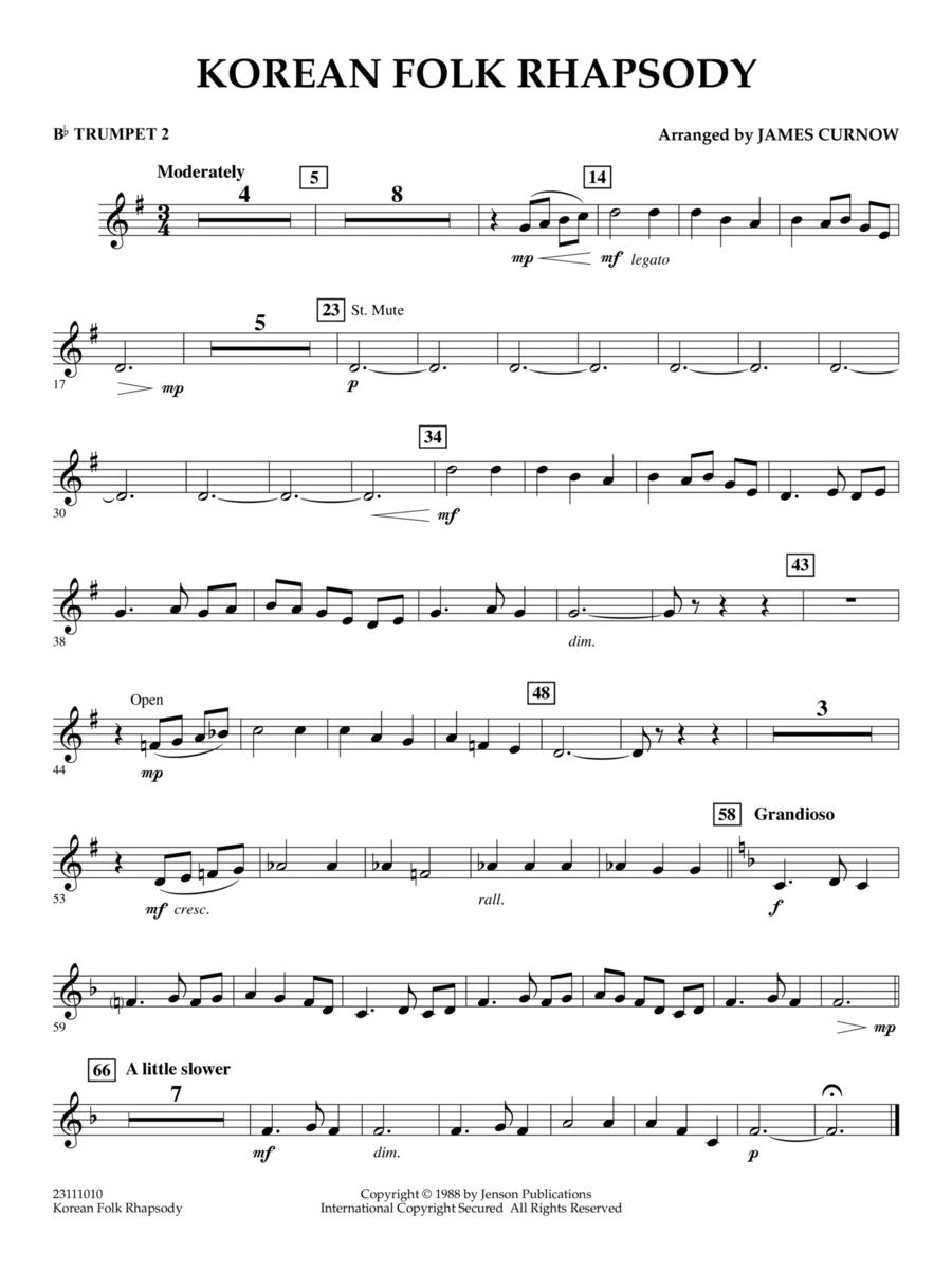 Korean Folk Rhapsody - Bb Trumpet 2