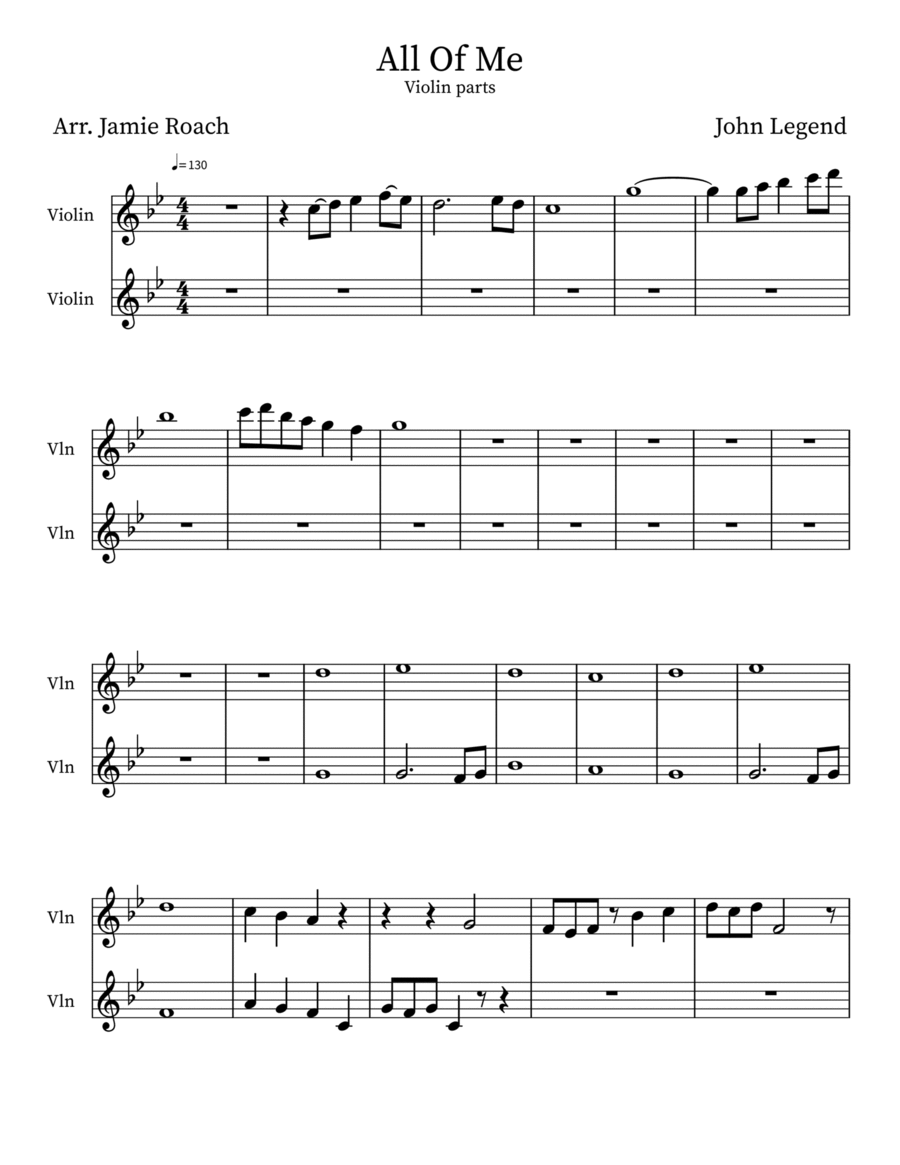 All Of Me Violin scores gallery preview page 1
