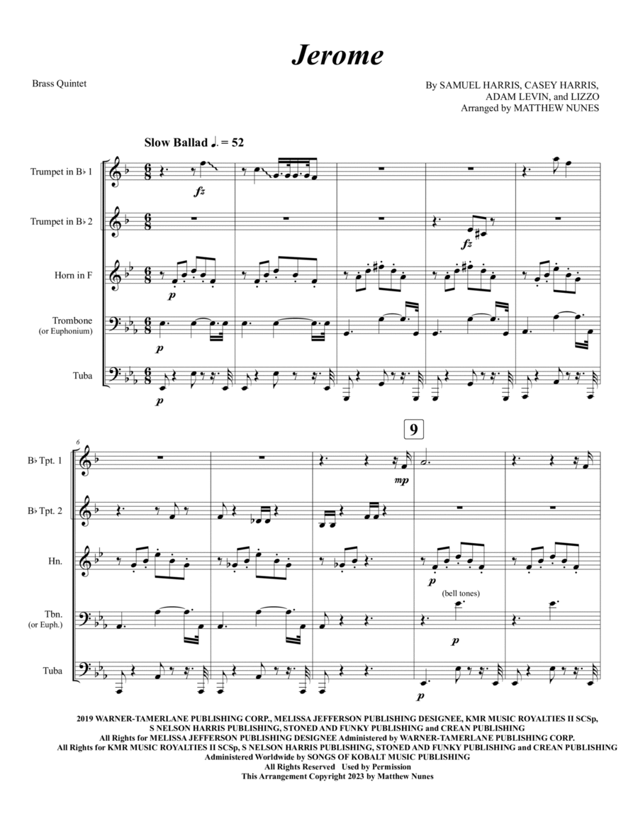 Jerome Brass Quintet scores gallery preview page 1