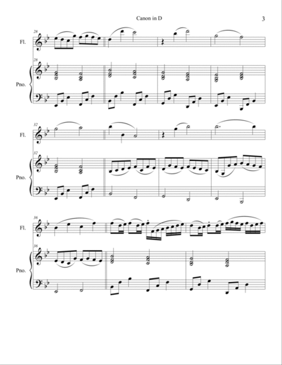 Canon in D for Flute and Piano Flute Solo scores gallery preview page 3