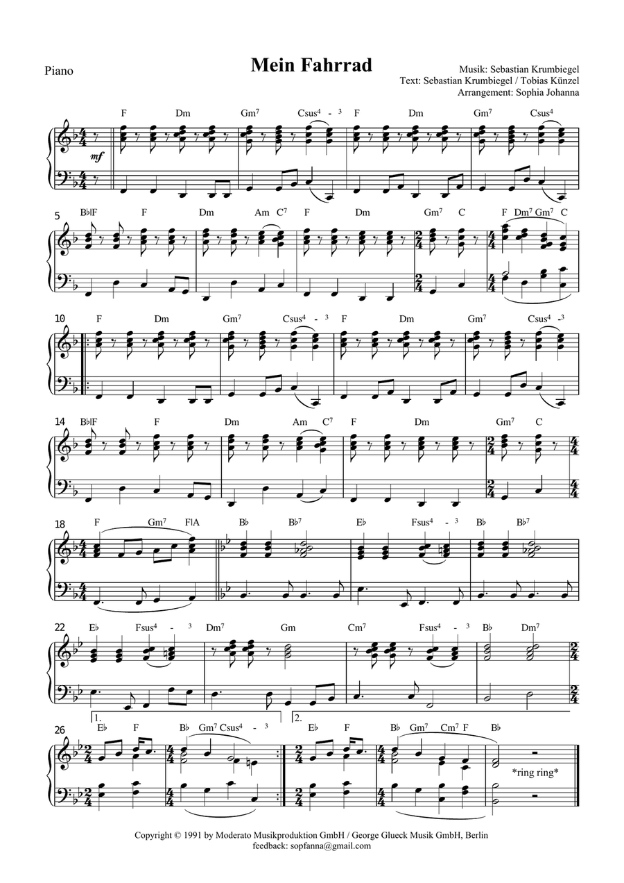 Mein Fahrrad A Cappella scores gallery preview page 5