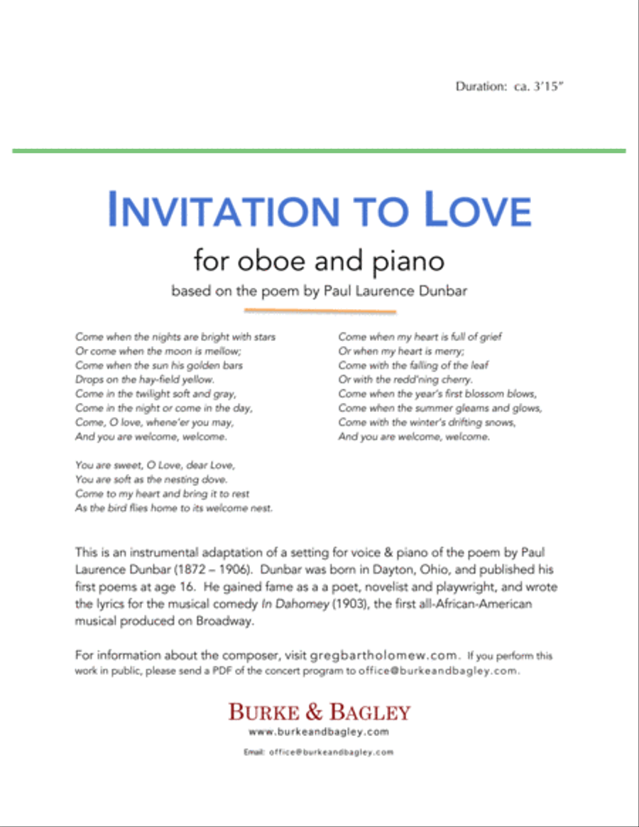 Invitation to Love (Oboe) Piano scores gallery preview page 2