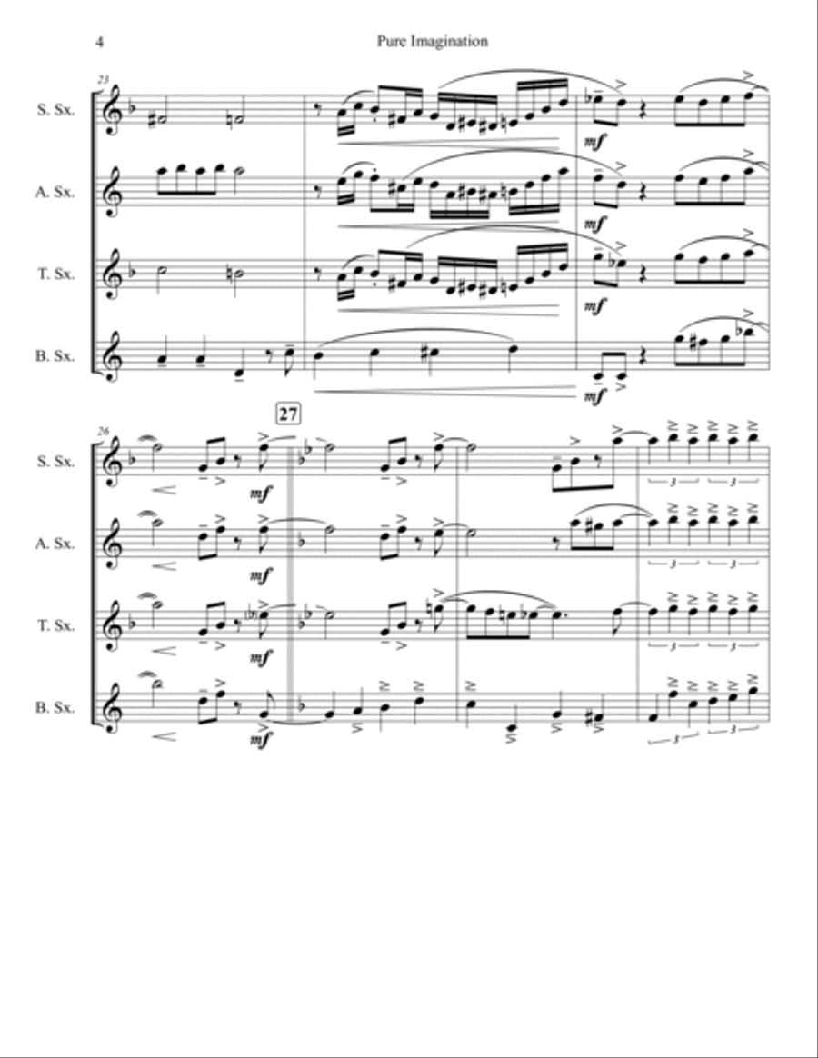 Pure Imagination Saxophone Quartet scores gallery preview page 4