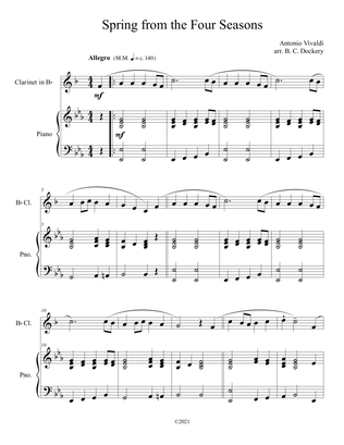 Spring from the Four Seasons (Clarinet Solo with Piano Accompaniment)