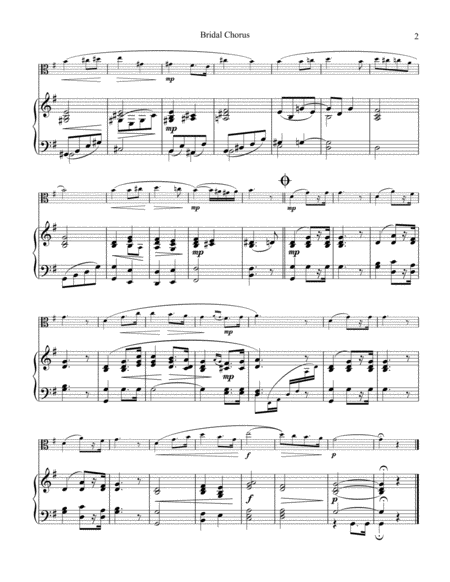 Bridal Chorus / Here Comes the Bride! for viola and easy piano (G Major) image number null