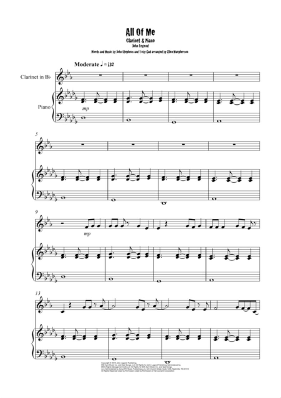 All Of Me Clarinet Solo scores gallery preview page 1