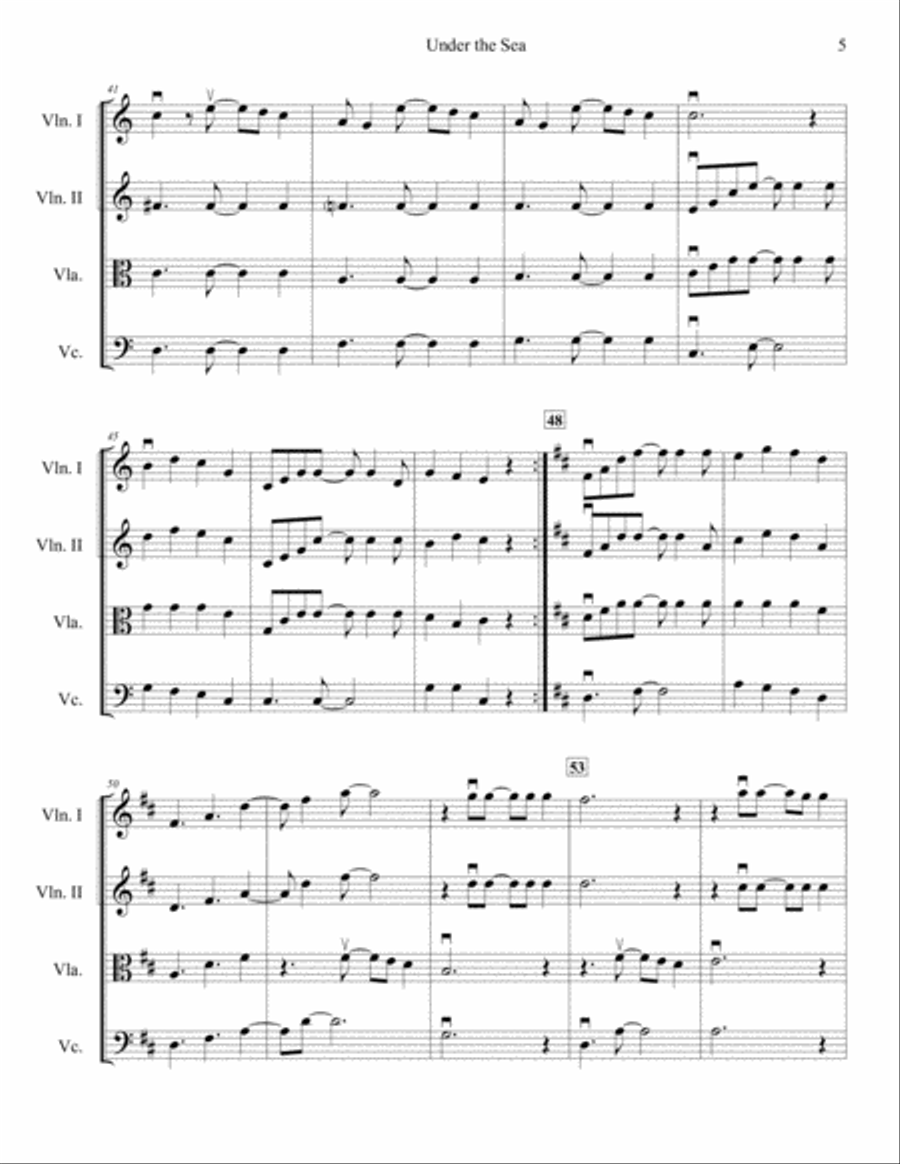 Under The Sea Under The Sea String Quartet scores gallery preview page 5