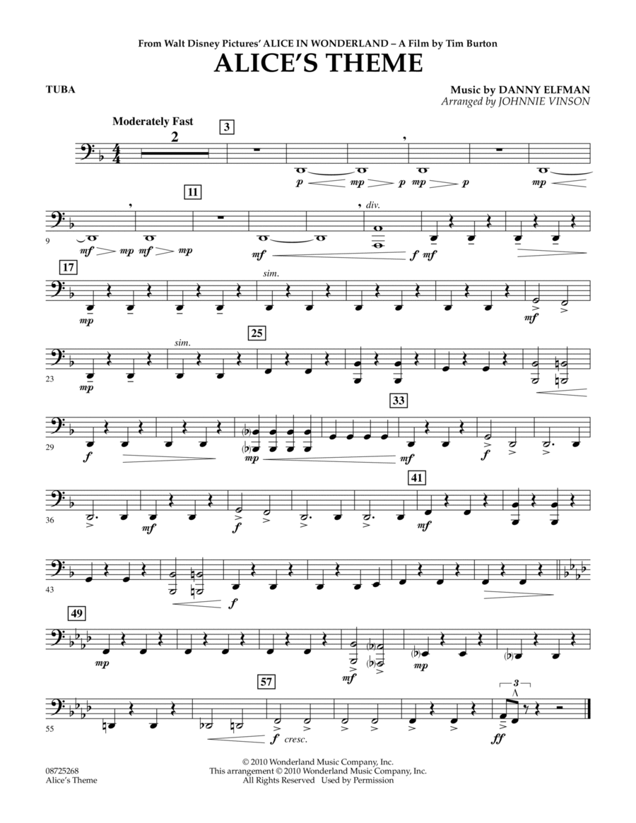 Alice's Theme (from Alice In Wonderland) - Tuba
