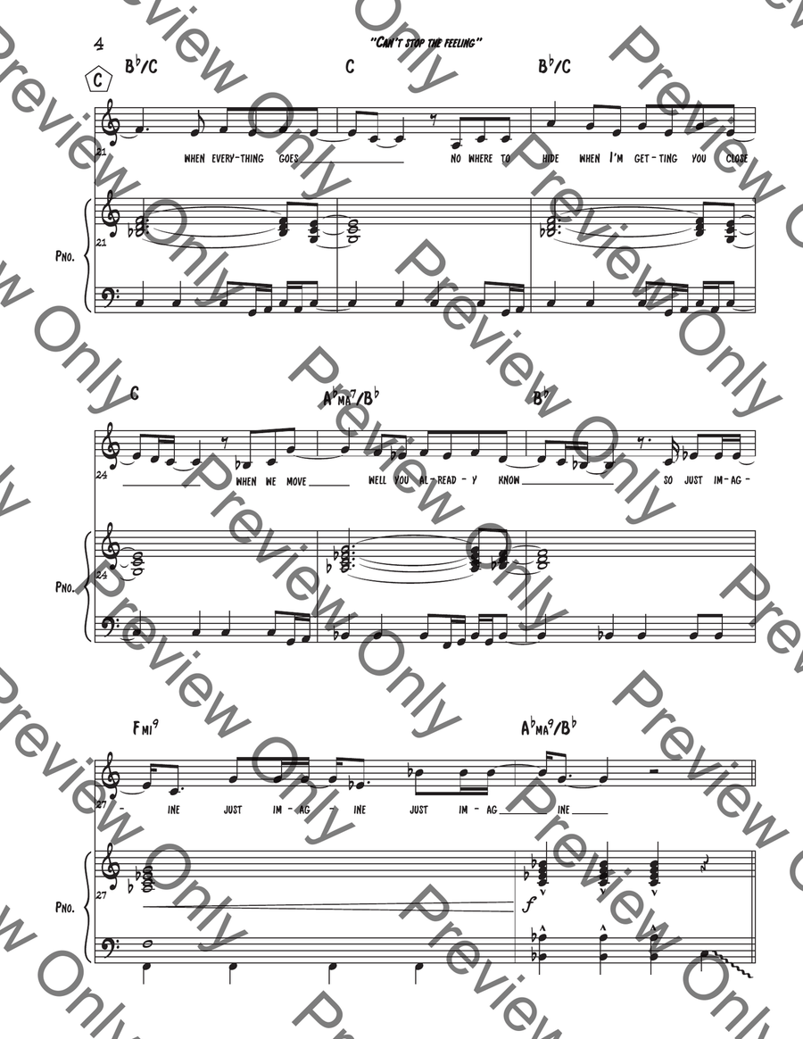 Can't Stop The Feeling! Piano, Vocal scores gallery preview page 6