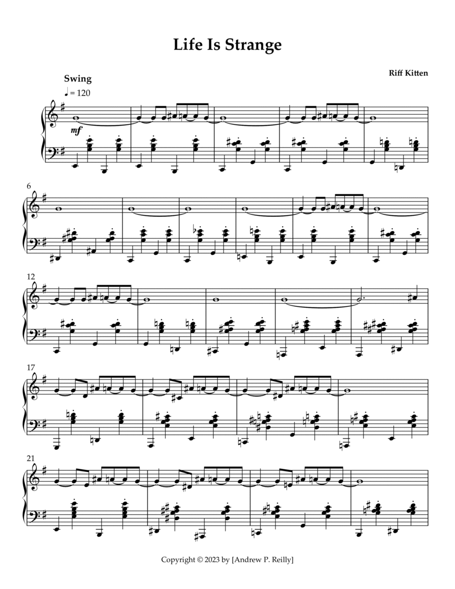 Life Is Strange Life Is Strange Piano Solo scores gallery preview page 1
