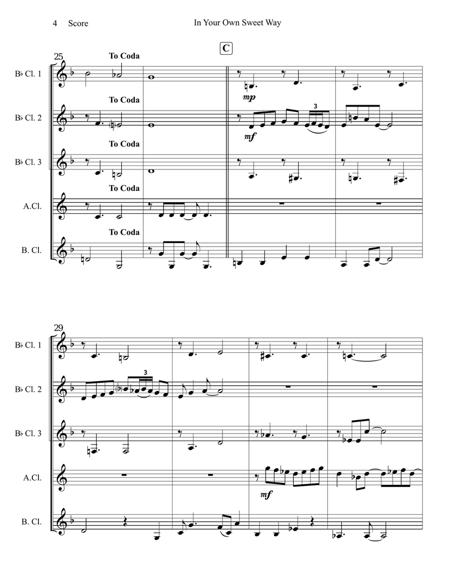 In Your Own Sweet Way Woodwind Ensemble scores gallery preview page 5