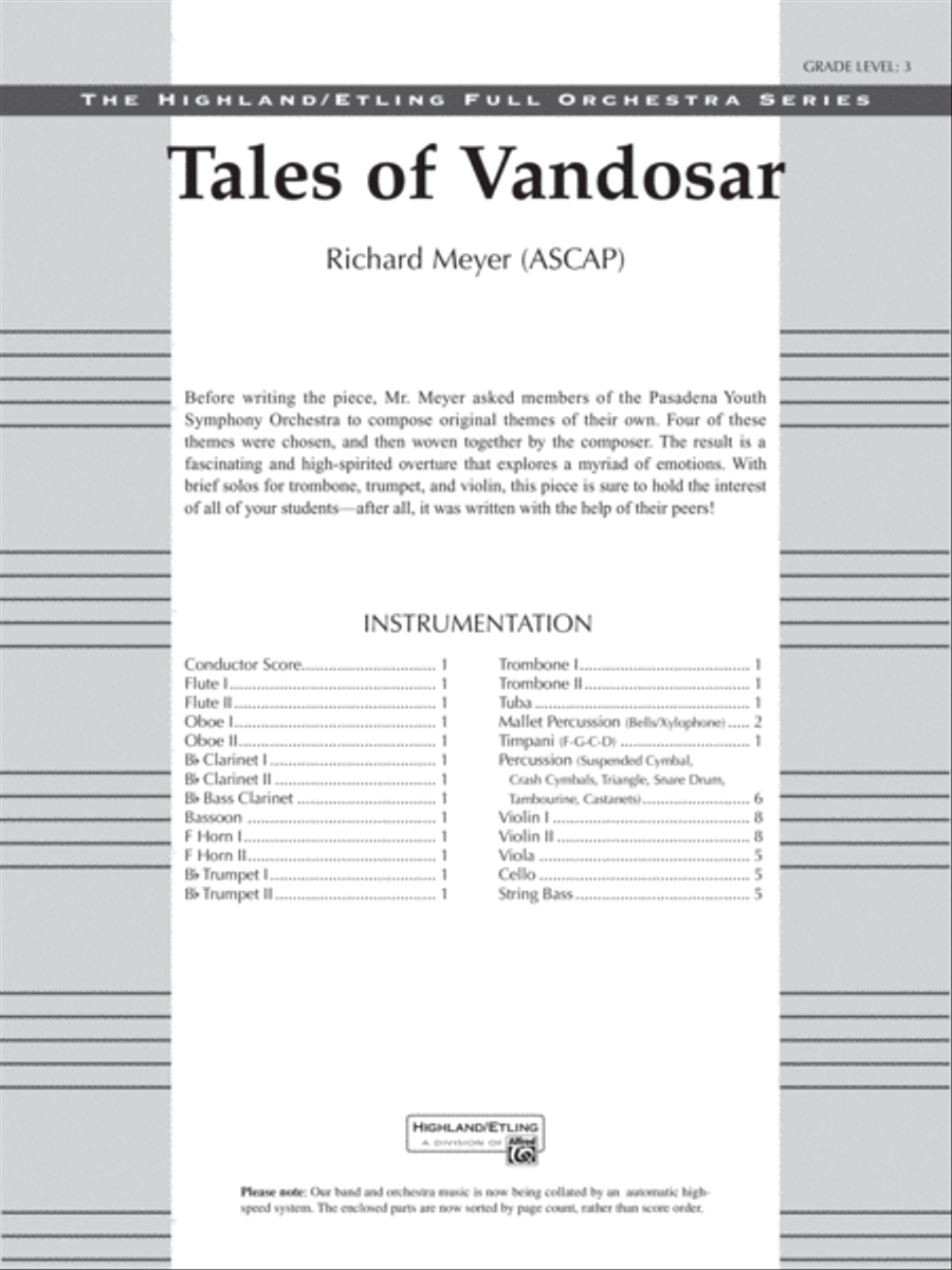 Tales of Vandosar: Score Tales of Vandosar: Score Full Orchestra scores gallery preview page 1