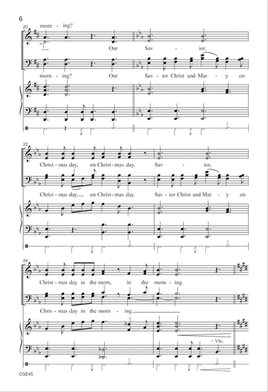 I Saw Three Ships (SATB with Opt. Violin and Percussion) 4-Part scores gallery preview page 6