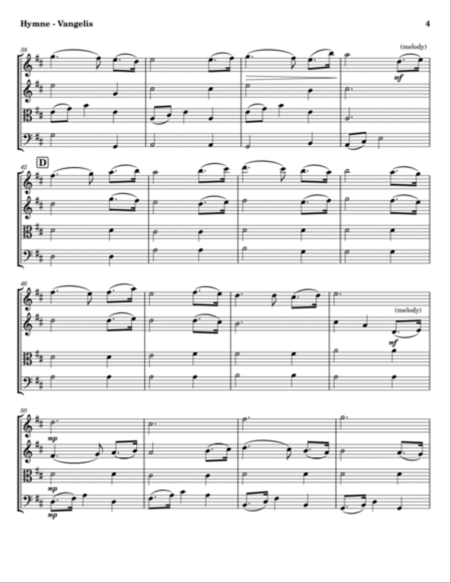 Hymne Hymne String Quartet scores gallery preview page 4
