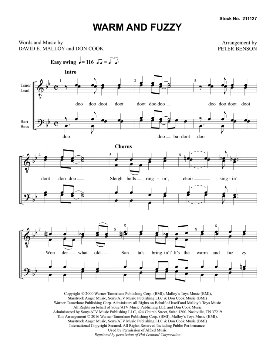 Warm and Fuzzy (arr. Peter Benson) TTBB scores gallery preview page 1