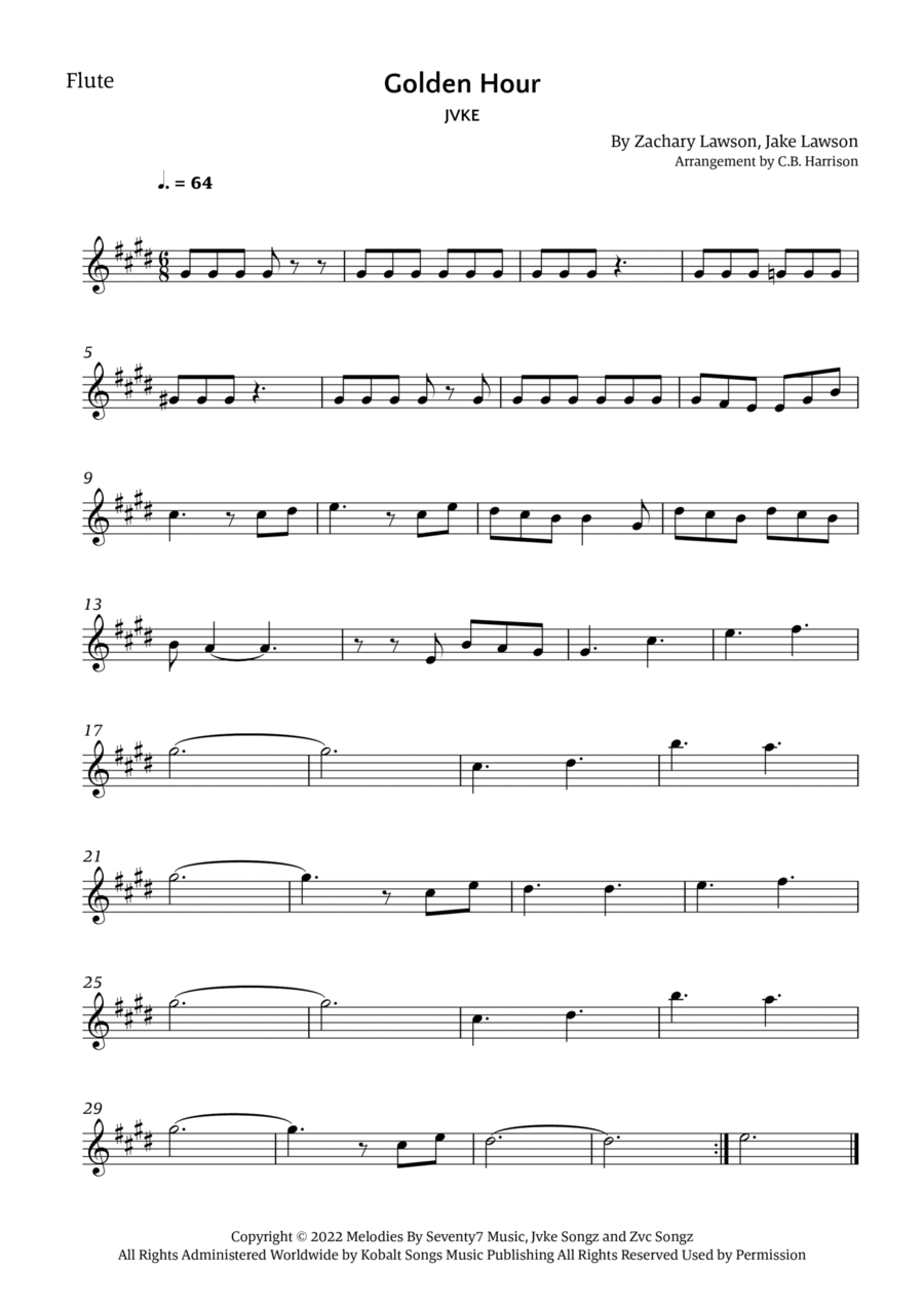 Golden Hour Golden Hour Flute Solo scores gallery preview page 1