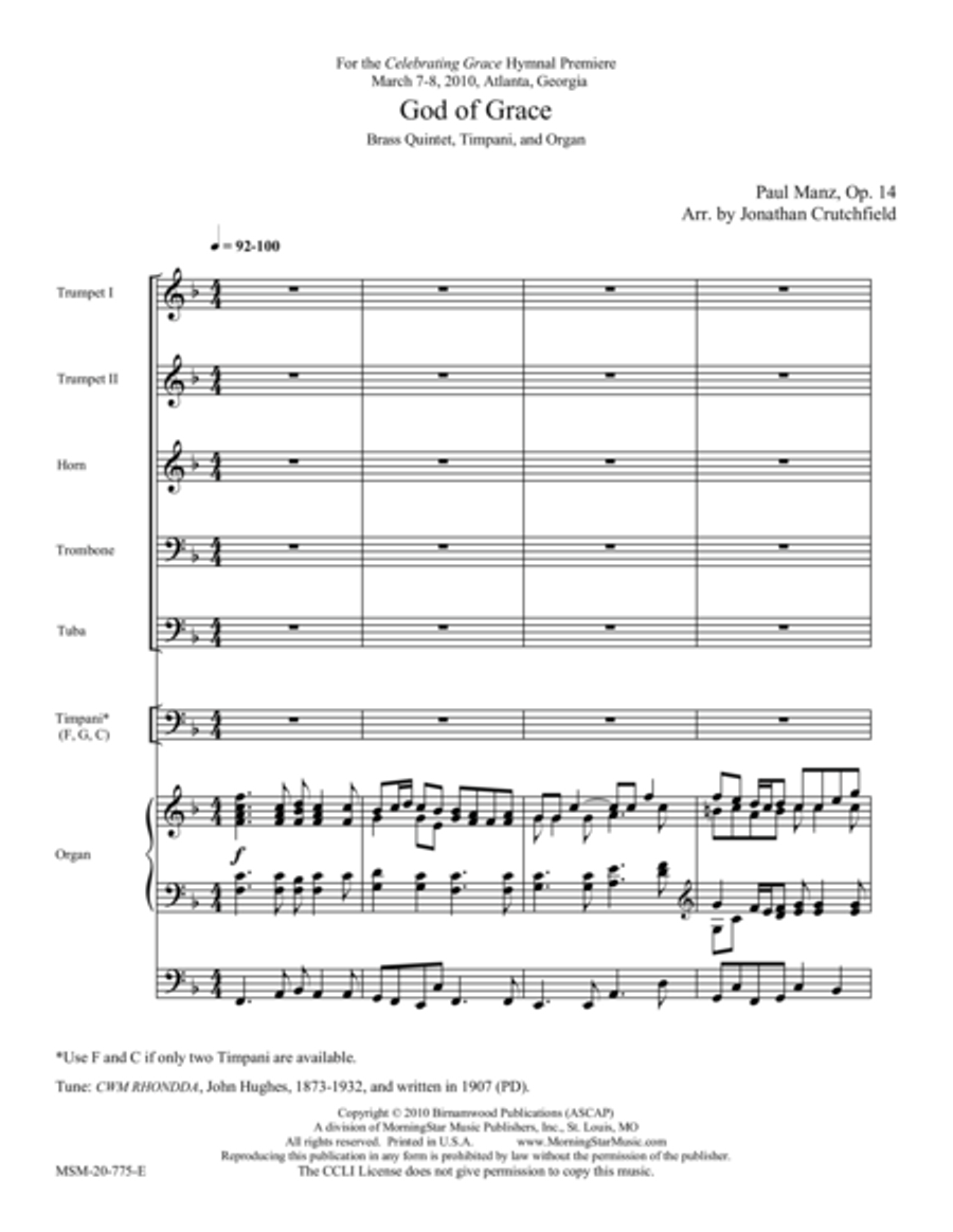 God of Grace God of Grace Organ scores gallery preview page 1