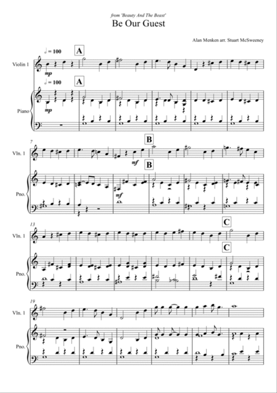 Be Our Guest Be Our Guest Violin Solo scores gallery preview page 2