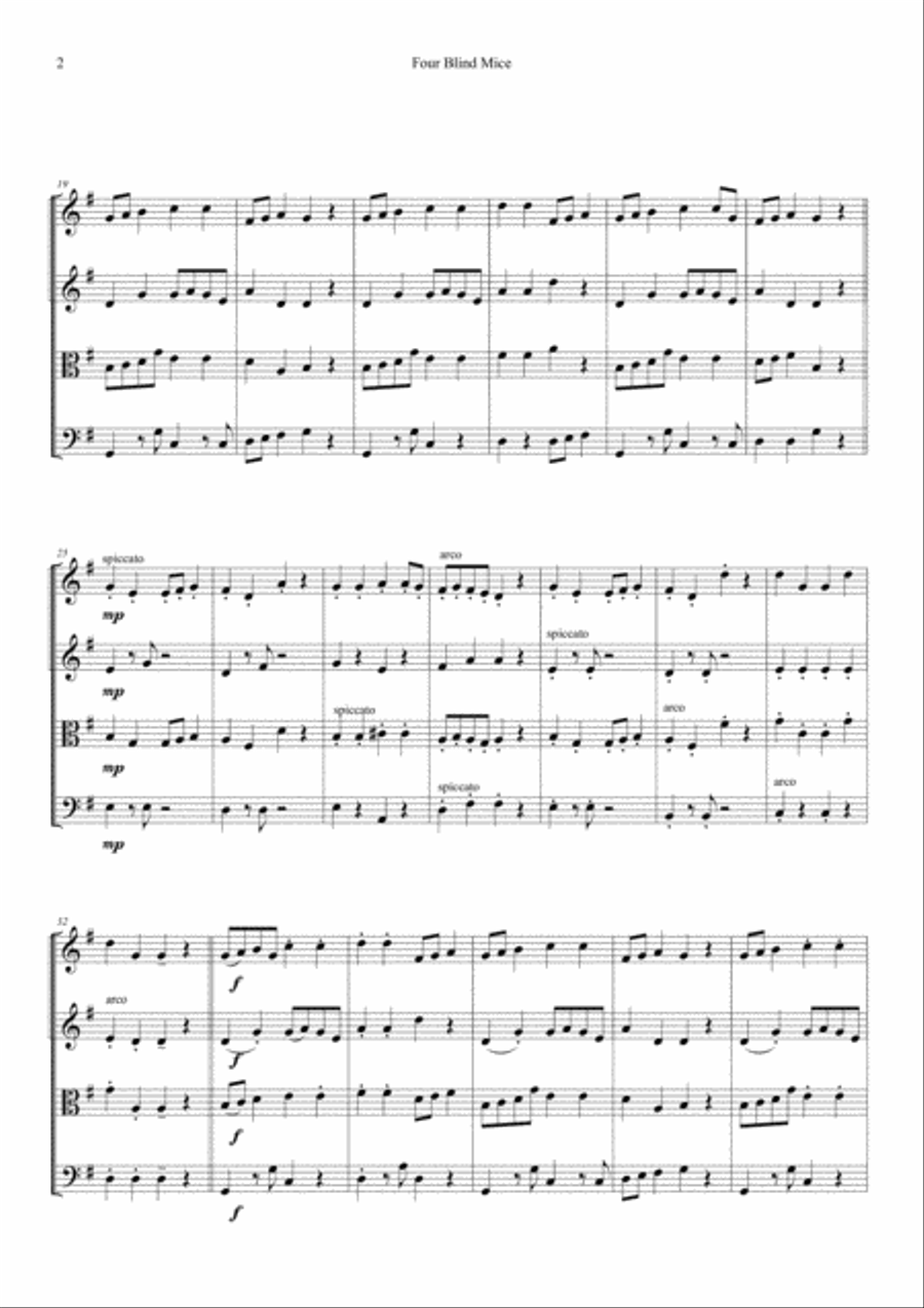 Four Blind Mice Four Blind Mice String Quartet scores gallery preview page 2